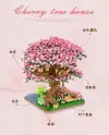 Chinese flower building block cherry blossom bouquet, high-difficulty huge flower tree house simulation girl, domestic educational series of decorative items details Picture
